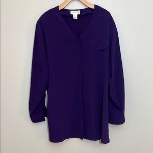 Christie & Jill Purple Plus Size Button Down Shirt